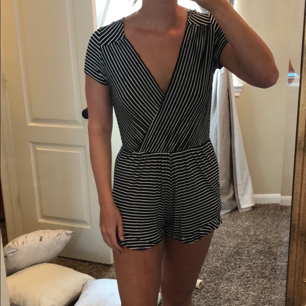 Navy & white romper